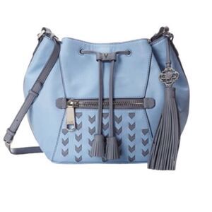 Rafe New York Ariana Leather Drawstring Handbag Blue Gray